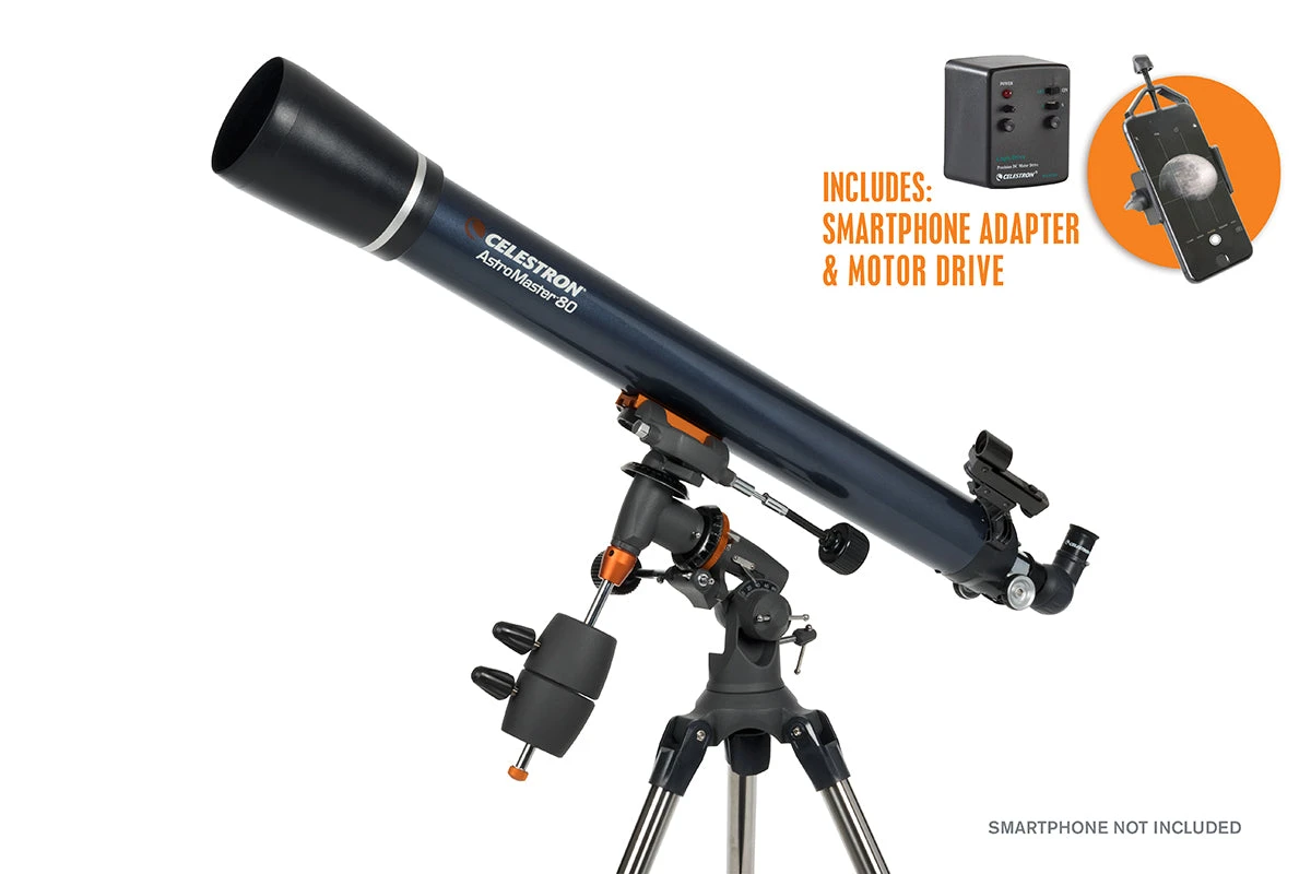 Celestron AstroMaster 80EQ With Phone Adapter And Motor Drive