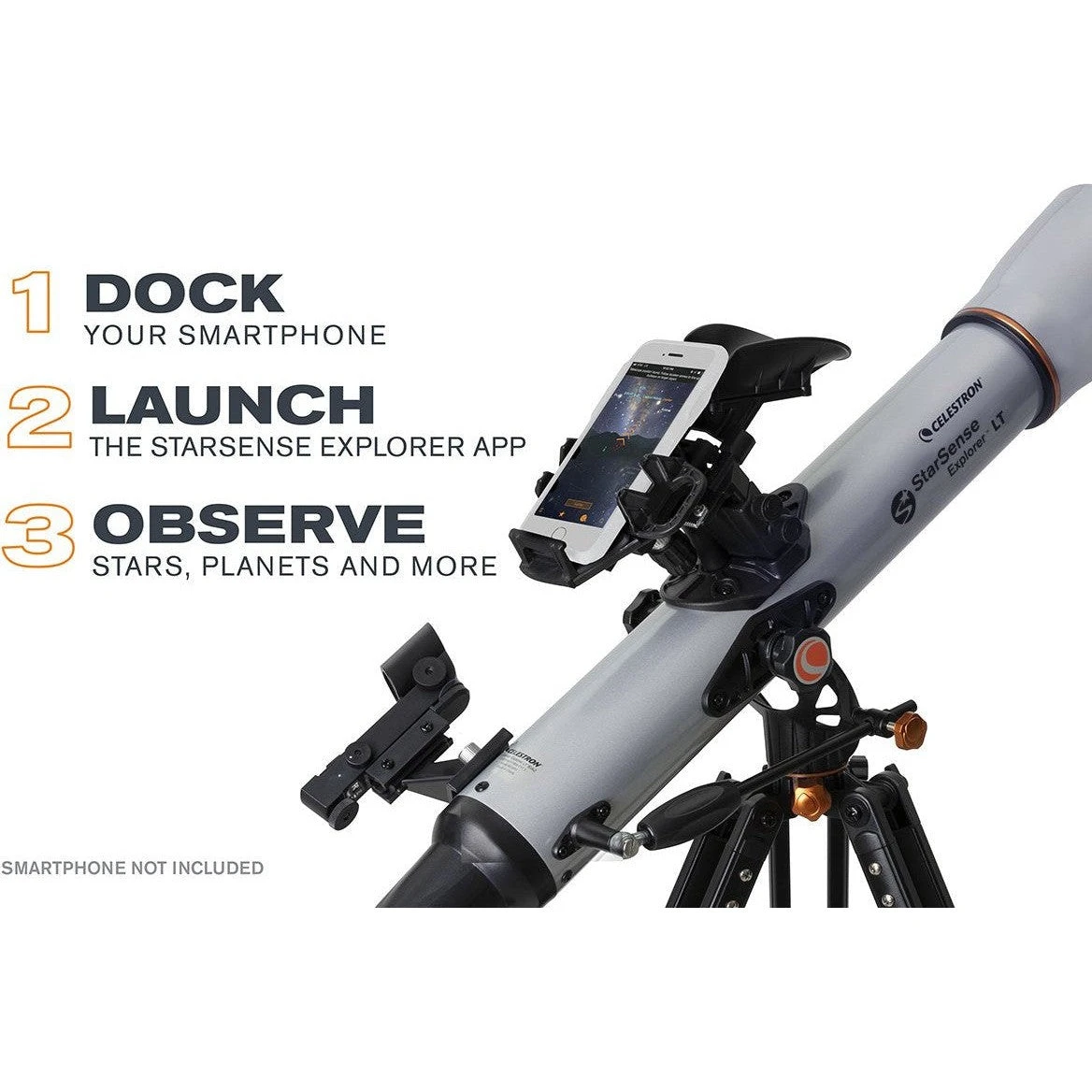 Celestron StarSense Explorer LT 80AZ Smartphone App-Enabled Refractor Telescope With Lens Cleaning Kit - Image 2
