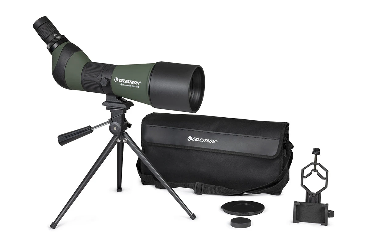 Celestron LandScout 20-60x80mm Angled Zoom Spotting Scope With Table-top Tripod And Smartphone Adapter - Image 8